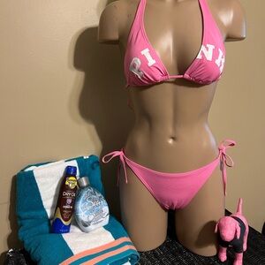 Victoria Secret “Pink” Triangle top Bikini Set w/ “Pink” Dog included (NEW)